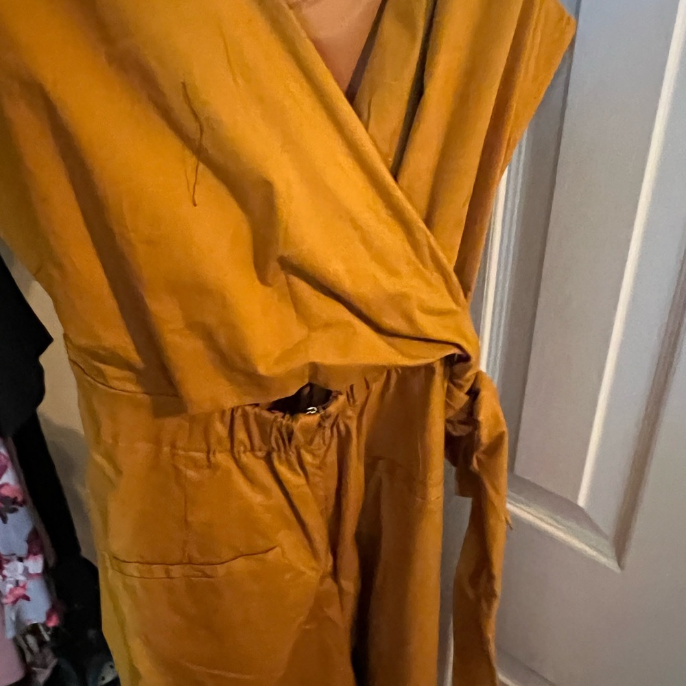 J. Crew Golden Mustard Wrap Jumpsuit with Tie Waist